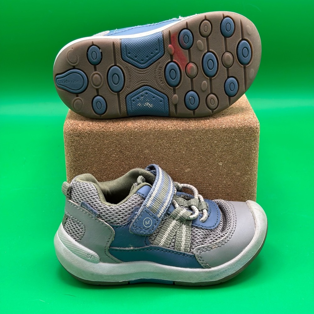 Stride Rite SRT Jasper Toddler Sneakers Boys 5M Blue/Gray Washable Walking Shoes